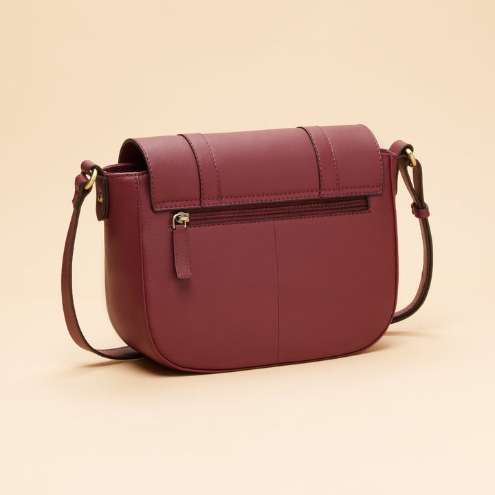 Sac Bandoulière En Cuir Bordeaux - Dimensions 18x12x7cm, Neuf, Sans Marque