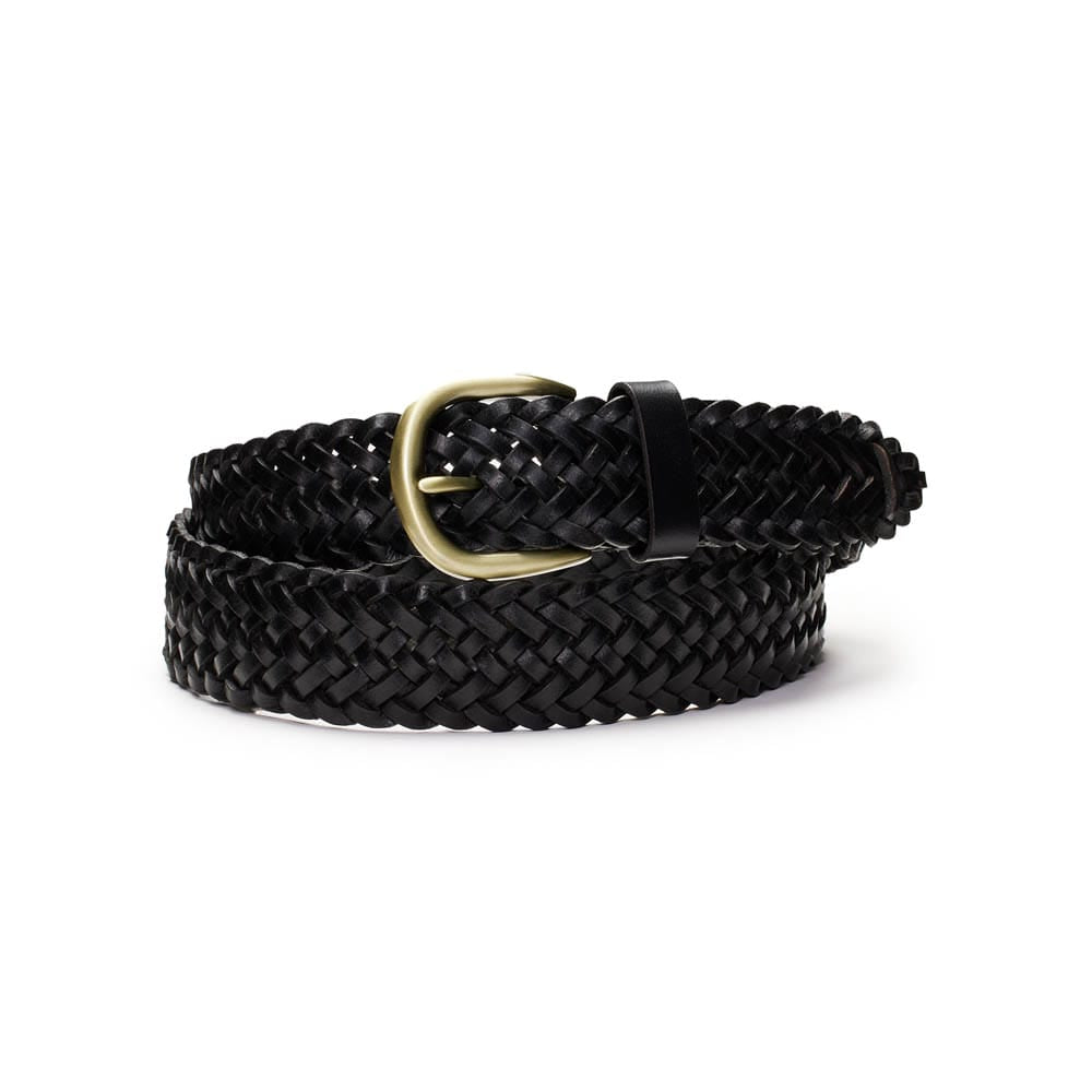Ceinture En Cuir Effet Tressé PROMOD Noir Taille M - Chic, Neuve Avec Étiquettes